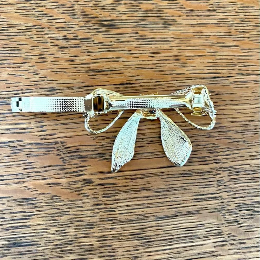 Simply Chrisel Sparkly Gold Bow & Butterfly Hair Clip/Barrette. NWOT
